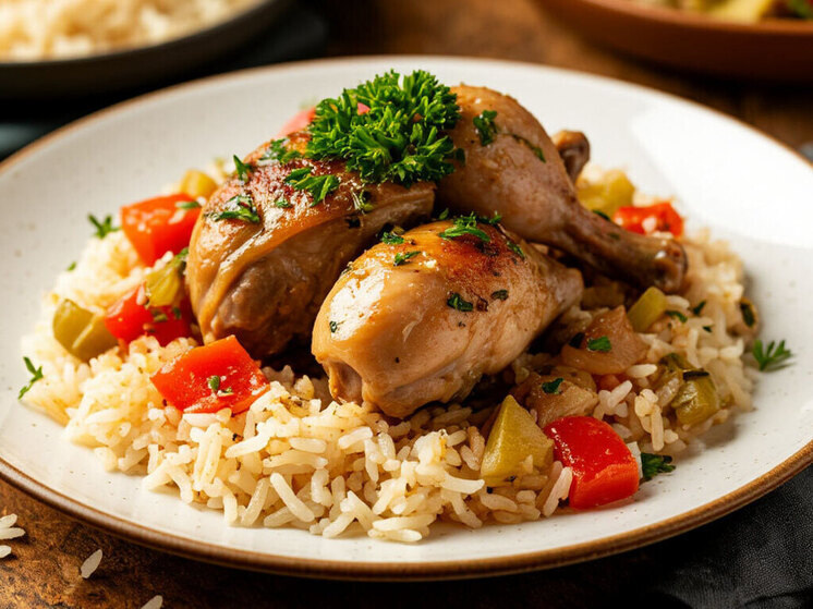 Ужин в стиле домашней кухни: кролик с рисом