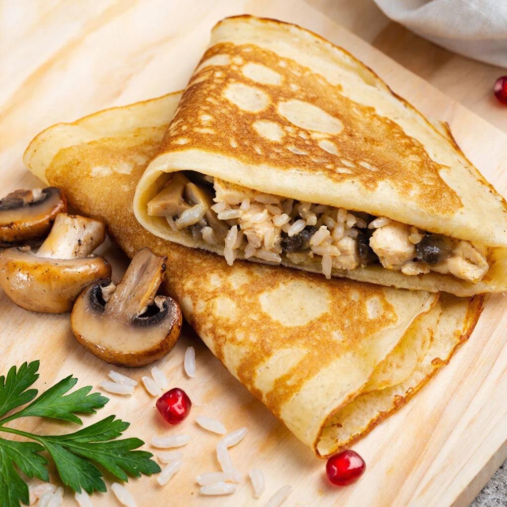 Оригинальная начинка для блинов: курник с куриным филе и грибами