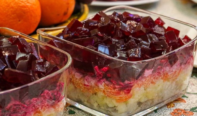 Селедка под шубой с неожиданным акцентом: встречайте рубины